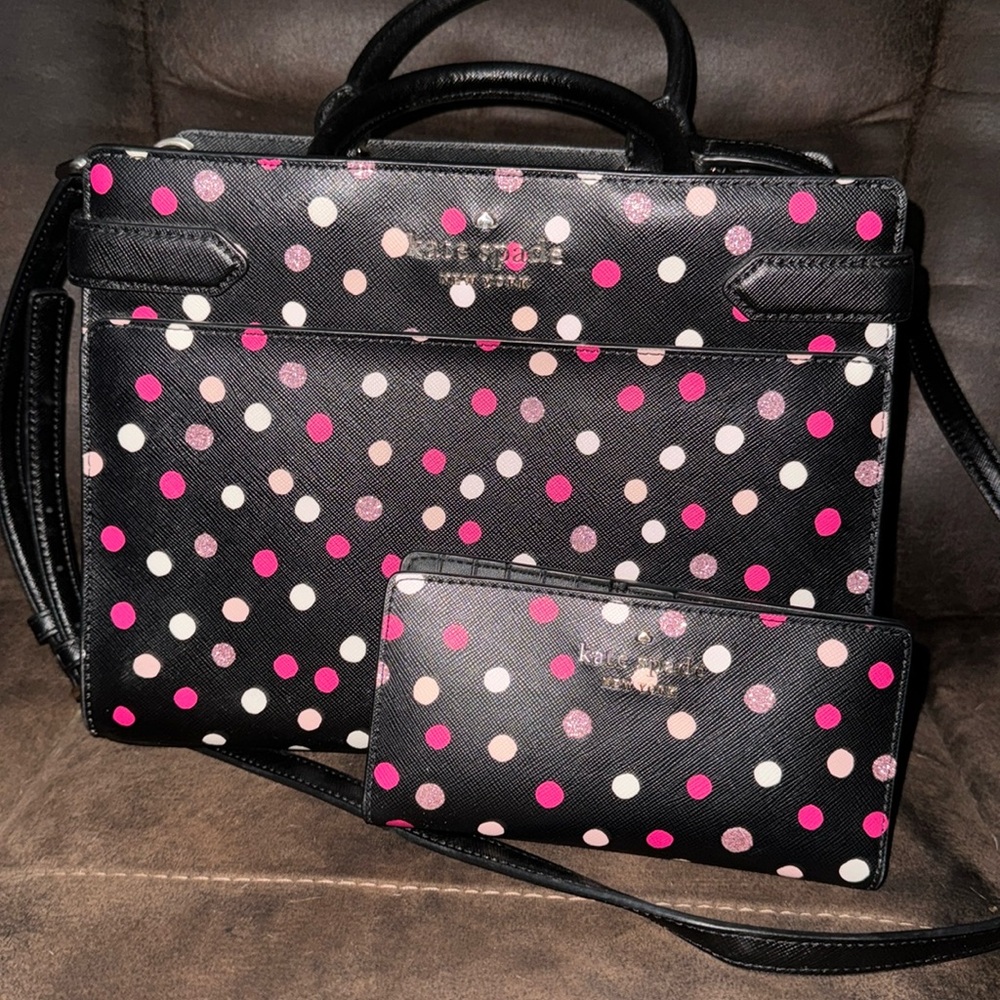 NWOT Kate spade polkadot purse, and wallet